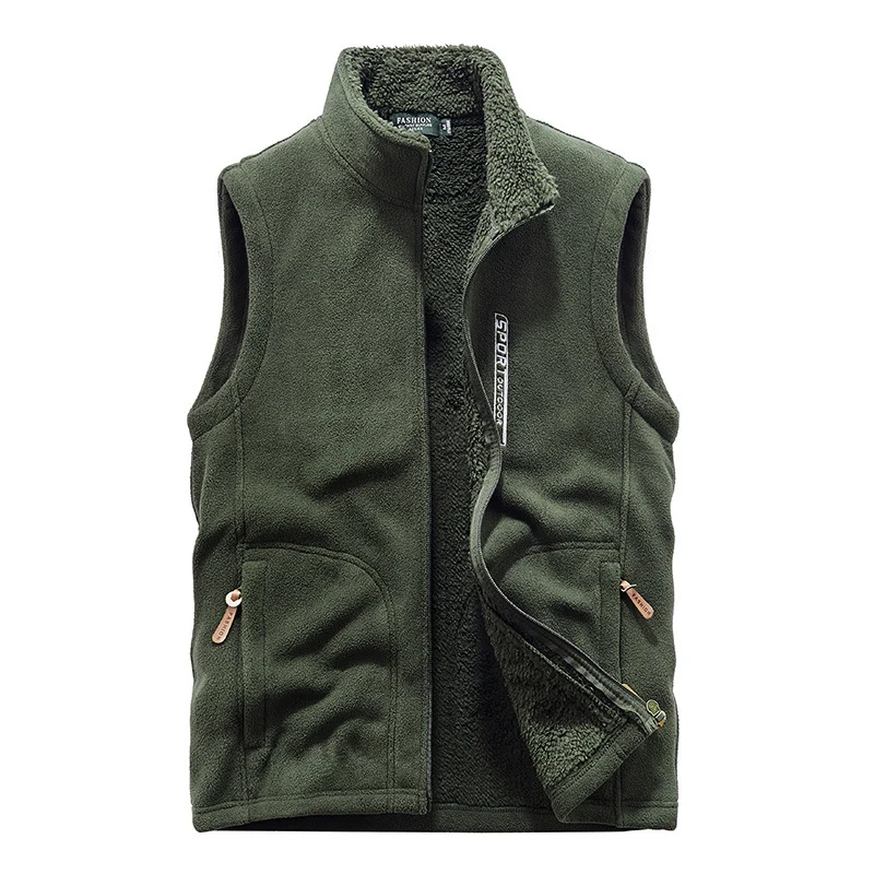 Herren Teddyfleece-Weste mit Sherpa-Innenfutter, Stehkragen und Reißverschlusstaschen Nord Taschen