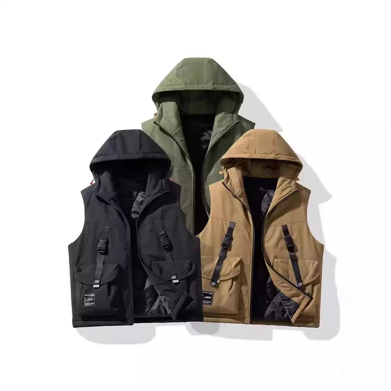 Herren Technische Outdoor-Weste mit Kapuze, gesteppter Isolierung und multifunktionalen Cargo-Taschen Nord Taschen