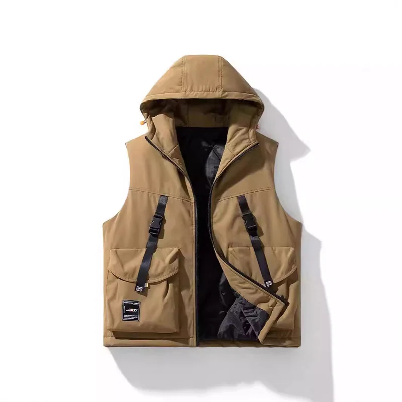 Herren Technische Outdoor-Weste mit Kapuze, gesteppter Isolierung und multifunktionalen Cargo-Taschen Nord Taschen