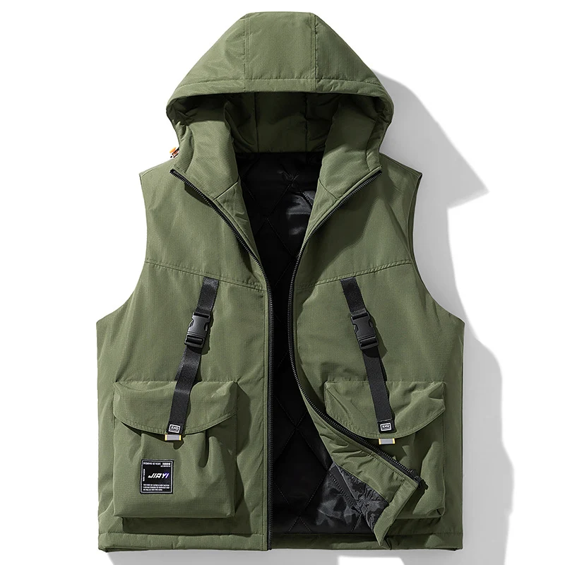 Herren Technische Outdoor-Weste mit Kapuze, gesteppter Isolierung und multifunktionalen Cargo-Taschen Nord Taschen