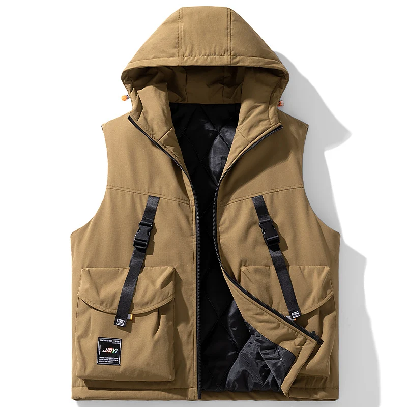 Herren Technische Outdoor-Weste mit Kapuze, gesteppter Isolierung und multifunktionalen Cargo-Taschen Nord Taschen