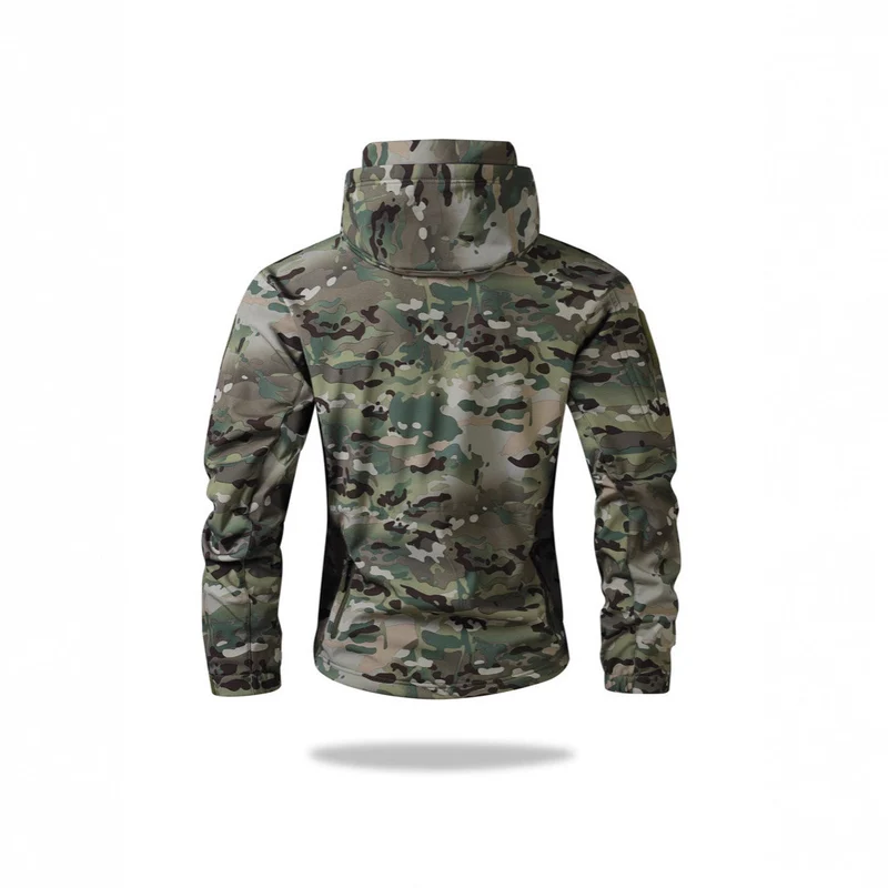 Herren Taktische Softshell-Jacke mit Kapuze, Camouflage-Print und Multifunktions-Taschen Nord Taschen
