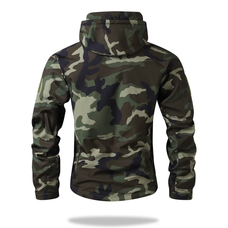 Herren Taktische Softshell-Jacke mit Kapuze, Camouflage-Print und Multifunktions-Taschen Nord Taschen