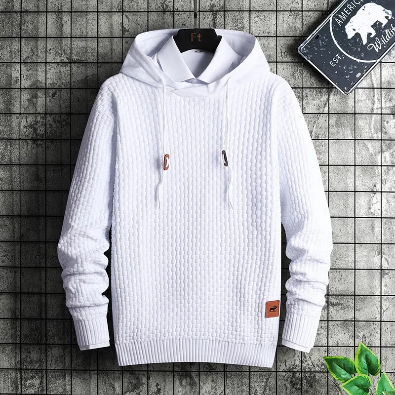 Herren Strukturiertes Kapuzenstrick-Pullover mit Reliefstruktur Nord Taschen