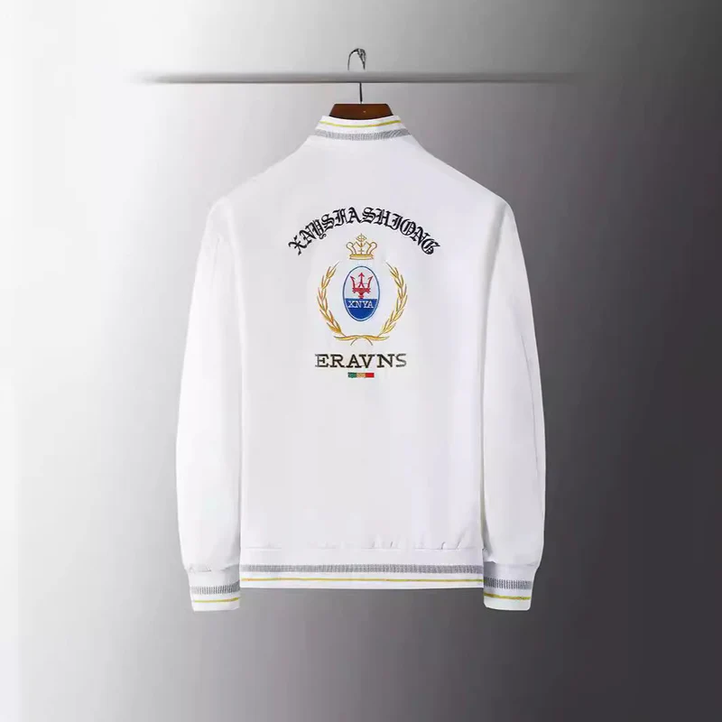 Herren Stickdetail-Bomberjacke im Retro-Crest-Stil mit Emblemstickerei und Reißverschluss-Ärmeltasche Nord Taschen