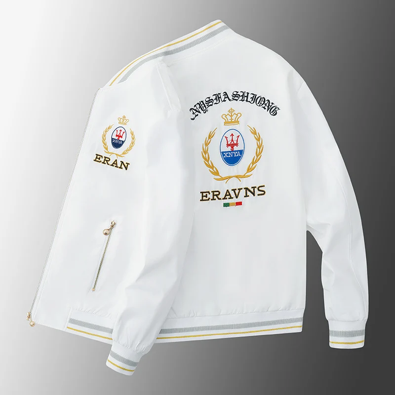 Herren Stickdetail-Bomberjacke im Retro-Crest-Stil mit Emblemstickerei und Reißverschluss-Ärmeltasche Nord Taschen