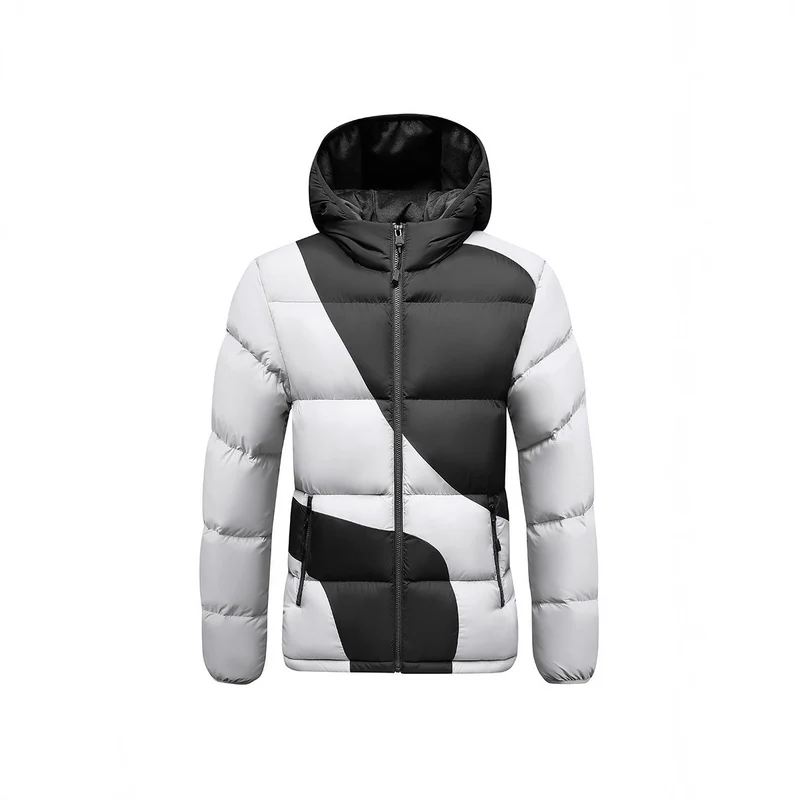 Herren Steppjacke mit Kapuze, auffälligem Colourblock-Muster und thermischer Isolierung Nord Taschen