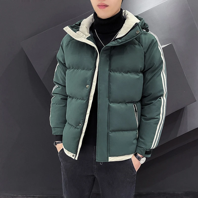 Herren Sportiver Steppparka mit Kapuze, Kontrastblenden und Ärmelstreifen Nord Taschen