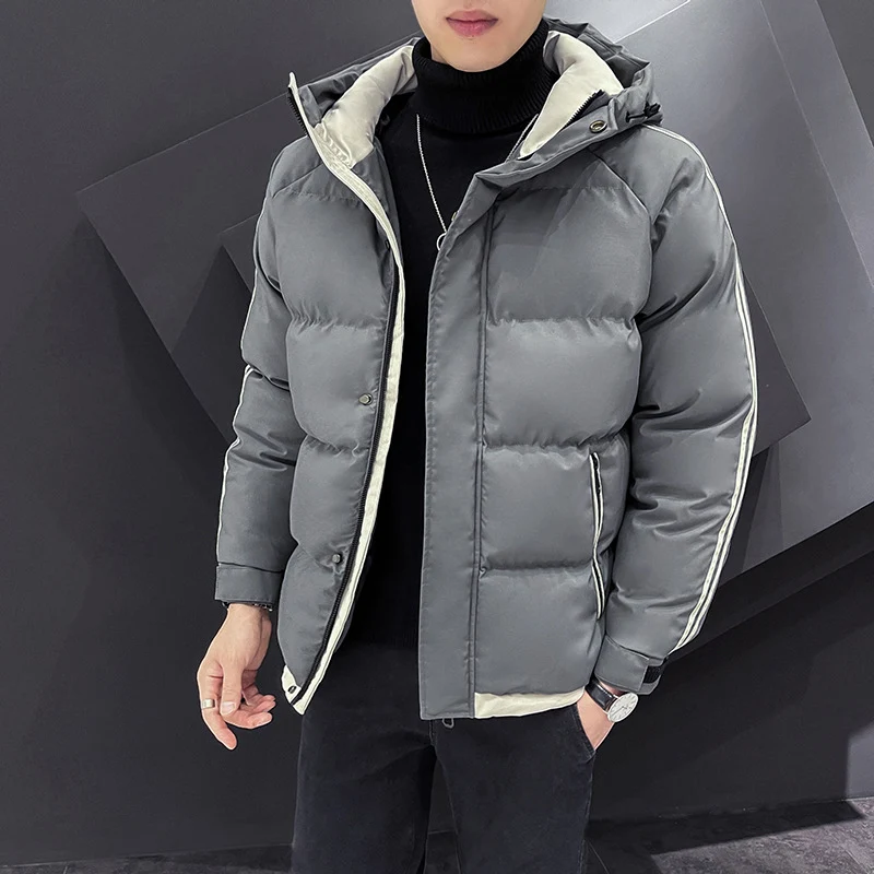 Herren Sportiver Steppparka mit Kapuze, Kontrastblenden und Ärmelstreifen Nord Taschen