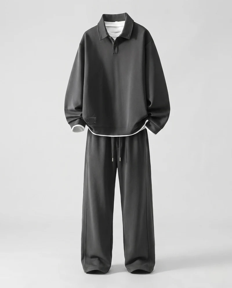 Herren Übergroßes Polohemd und Lockerer Jogginghose Set