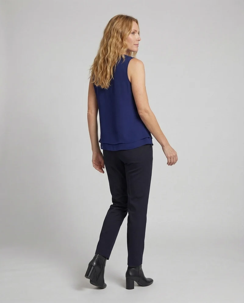 Damen Chiffonbluse Bubikragen Doppellagiger Saum