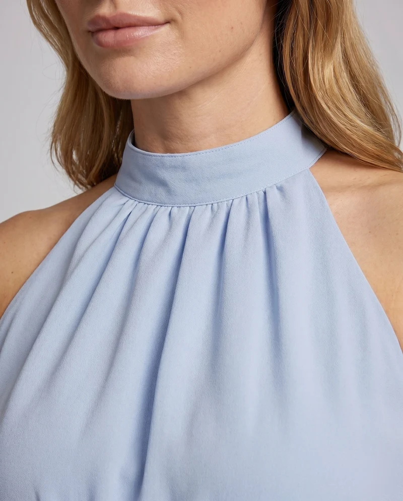 Damen Halterneck Maxikleid mit taillierter Silhouette und fließendem Rock - Vittorelli