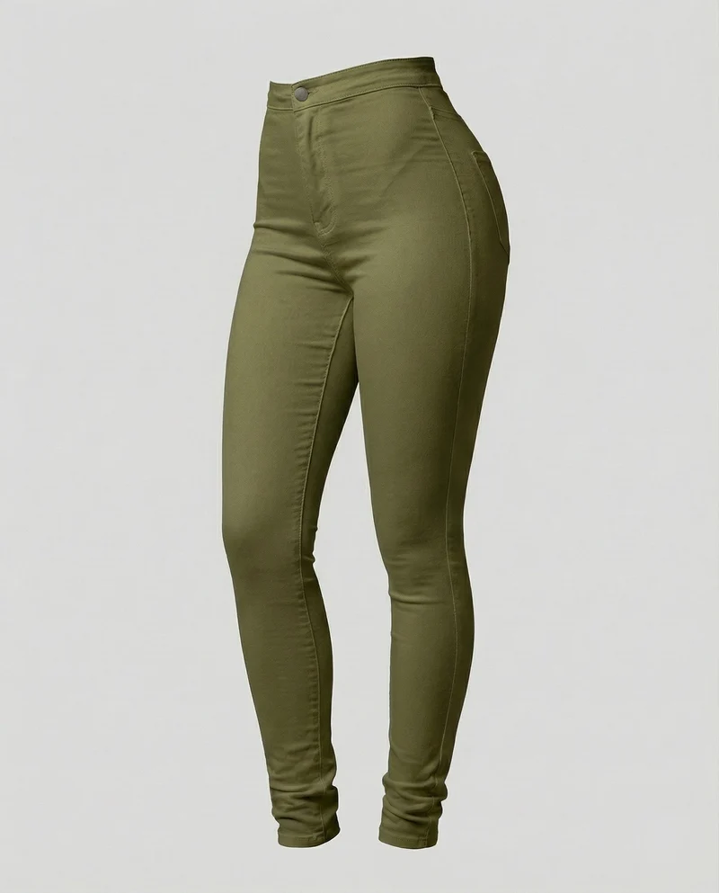 Damen nan hochgeschnittene Stretch-Jeanshose mit schmalem Beinverlauf, formendem Komfortbund und aufgesetzten Gesäßtaschen - Vittorelli