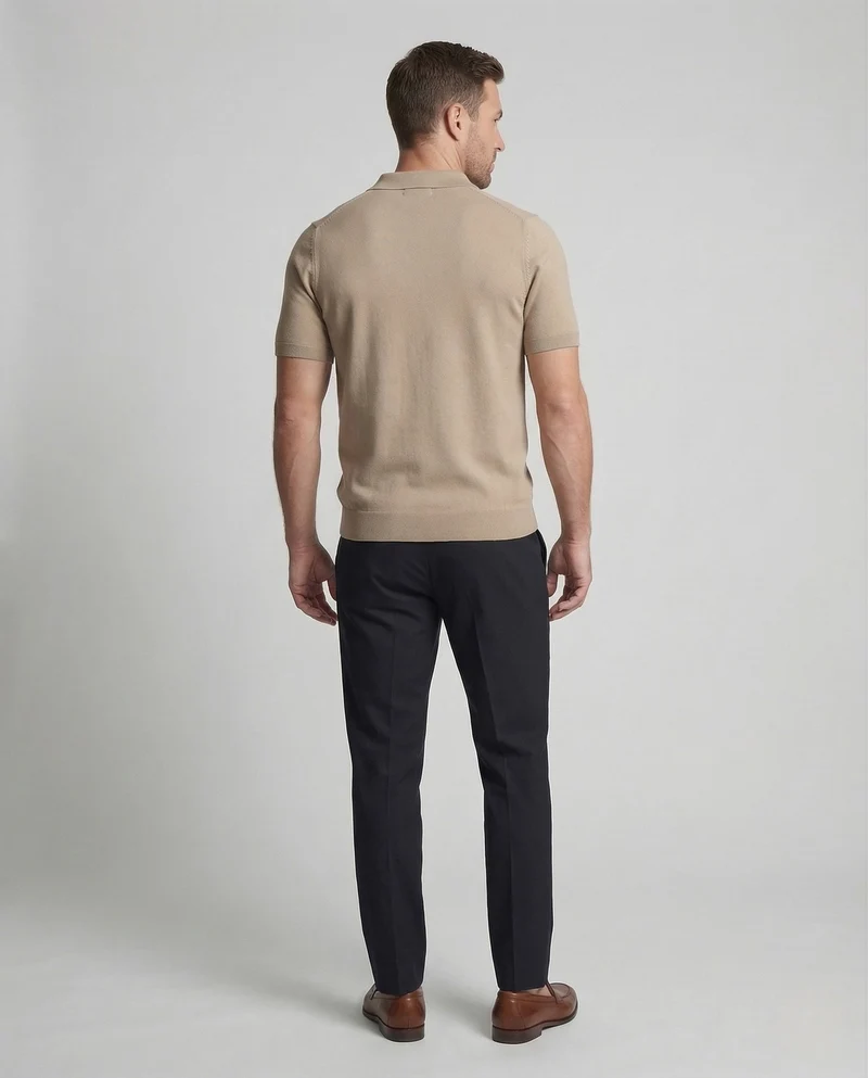 Herren Feinstrick Poloshirt mit Perlmuttknöpfen und Stretchkomfort