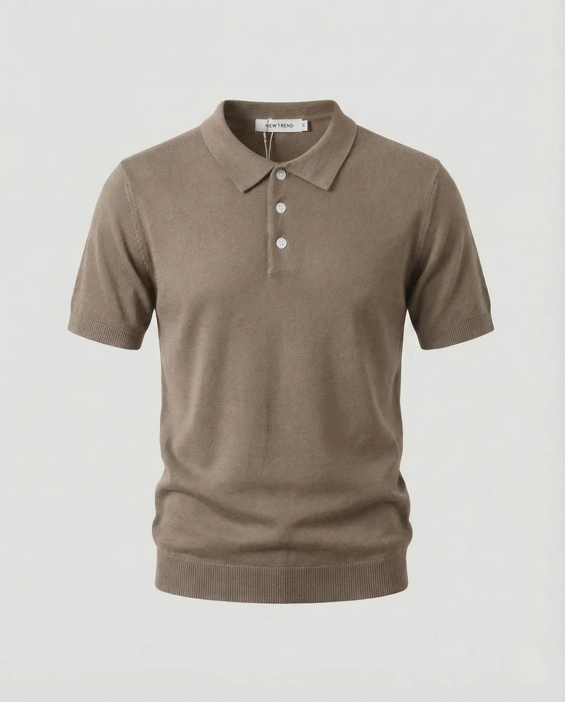 Herren Feinstrick Poloshirt mit Perlmuttknöpfen und Stretchkomfort