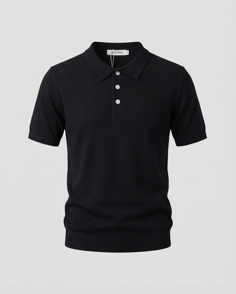 Herren Feinstrick Poloshirt mit Perlmuttknöpfen und Stretchkomfort