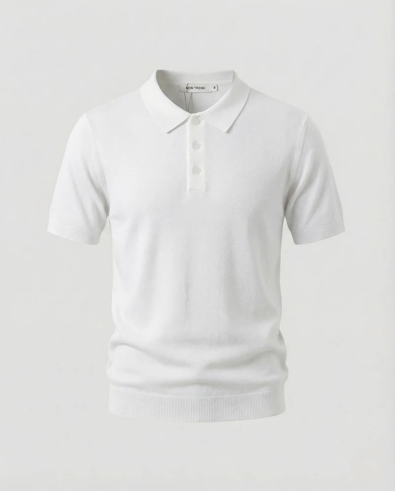 Herren Feinstrick Poloshirt mit Perlmuttknöpfen und Stretchkomfort