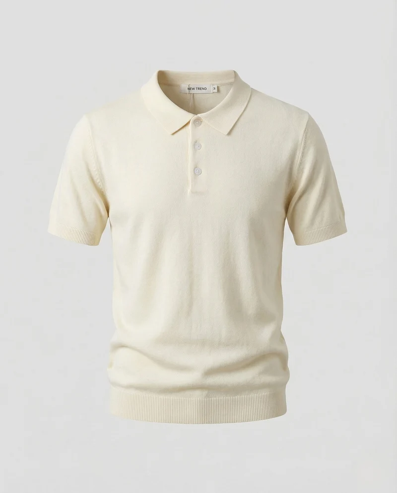Herren Feinstrick Poloshirt mit Perlmuttknöpfen und Stretchkomfort