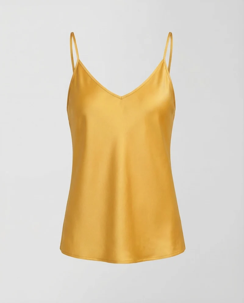 Damen Satin Top V Ausschnitt