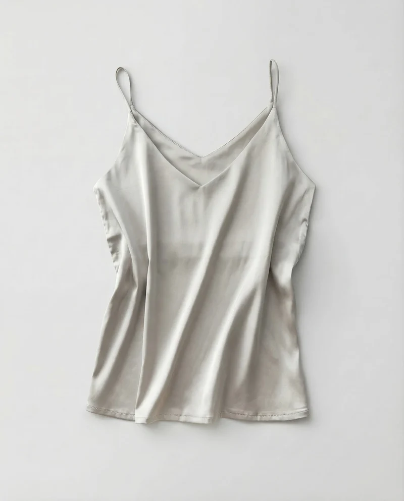 Damen Satin Top V Ausschnitt