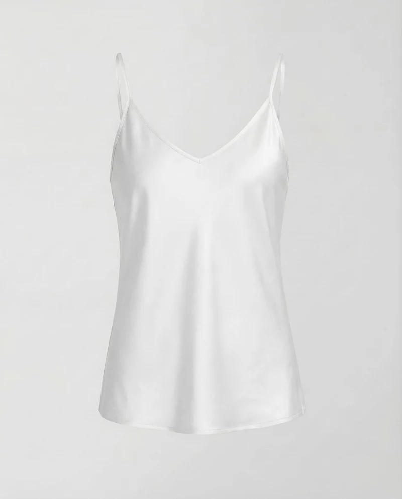 Damen Satin Top V Ausschnitt