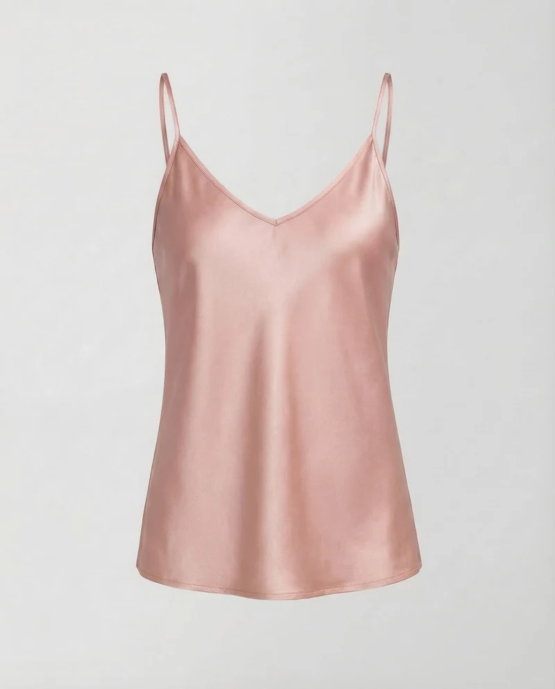 Damen Satin Top V Ausschnitt