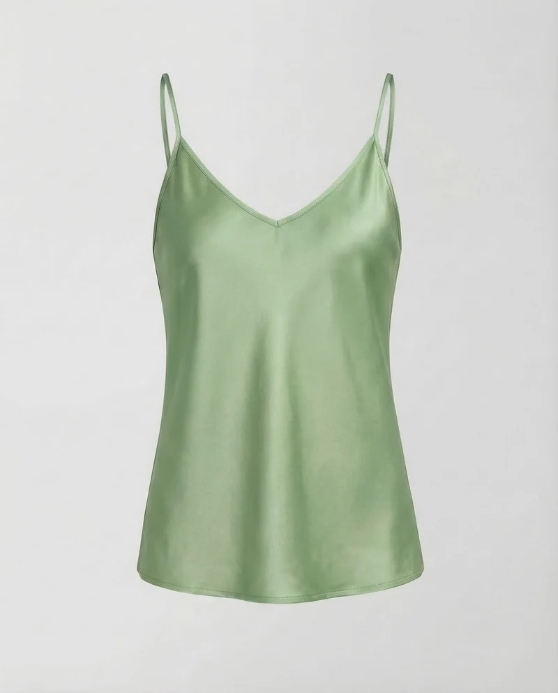 Damen Satin Top V Ausschnitt