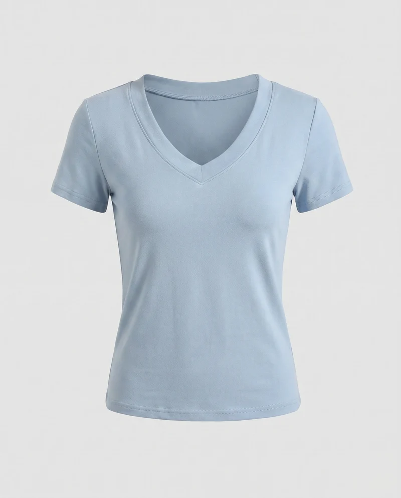 Damen V-Ausschnitt T-Shirt aus hochwertigem Baumwollmix