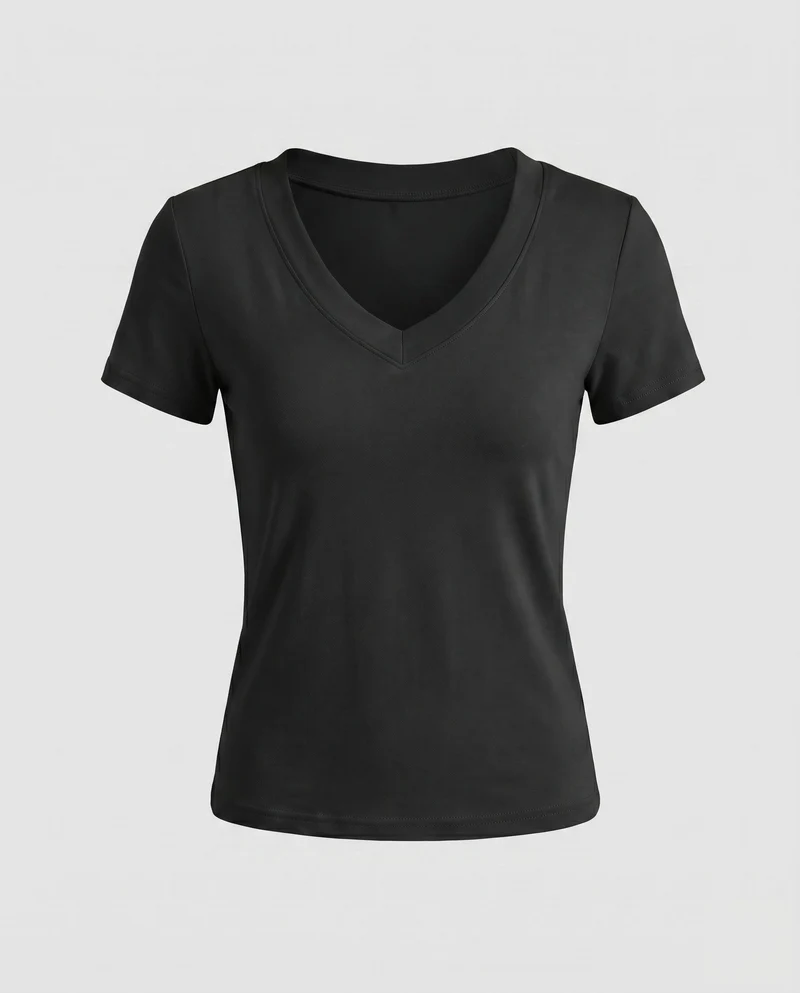 Damen V-Ausschnitt T-Shirt aus hochwertigem Baumwollmix