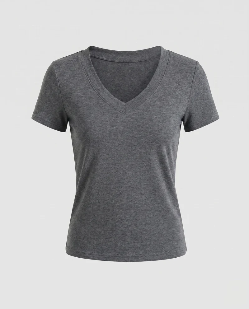 Damen V-Ausschnitt T-Shirt aus hochwertigem Baumwollmix