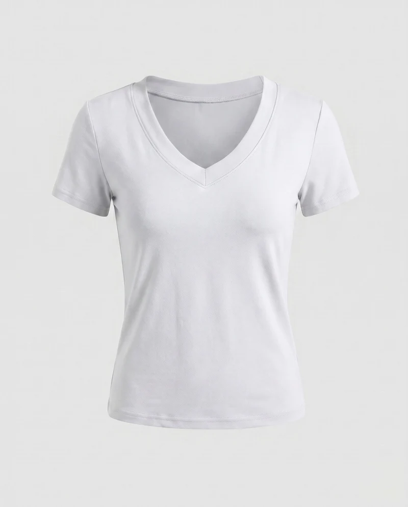 Damen V-Ausschnitt T-Shirt aus hochwertigem Baumwollmix