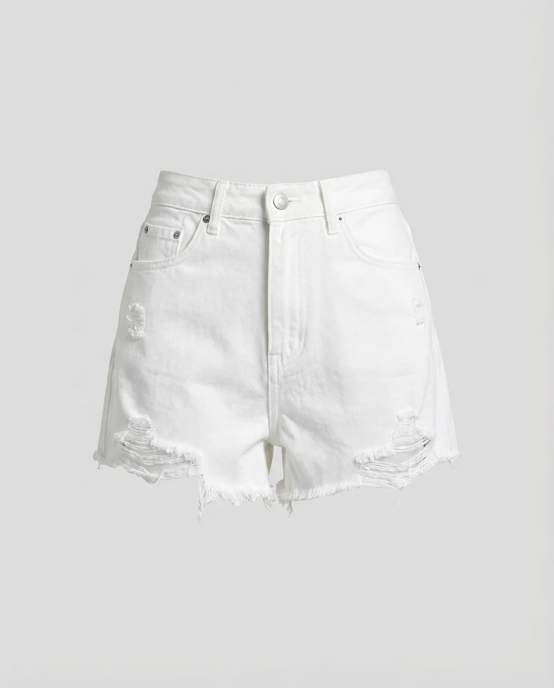 Damen Jeans-Shorts High-Waist Fransen Rissdetails