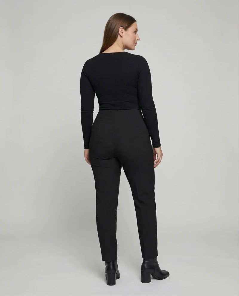 Damen nan hochgeschnittene taillierte Ankle-Hose mit formendem Komfortbund, Bügelfalte und schlanker Zigaretten-Silhouette - Arvani