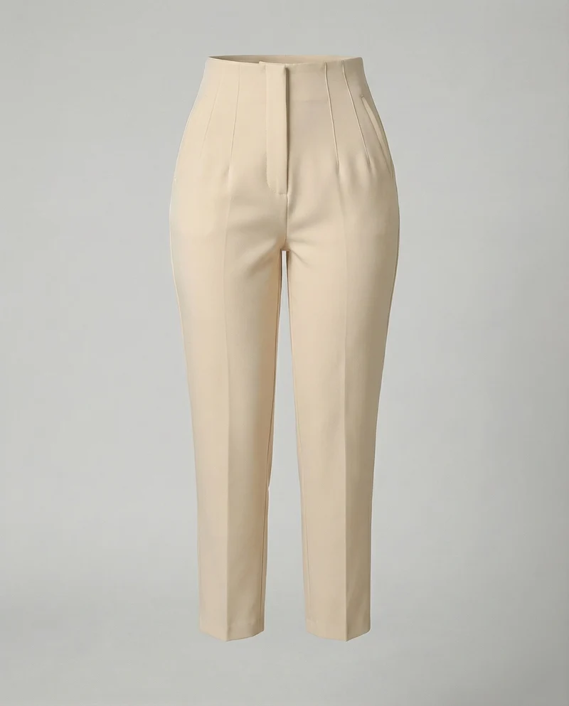 Damen nan hochgeschnittene taillierte Ankle-Hose mit formendem Komfortbund, Bügelfalte und schlanker Zigaretten-Silhouette - Arvani