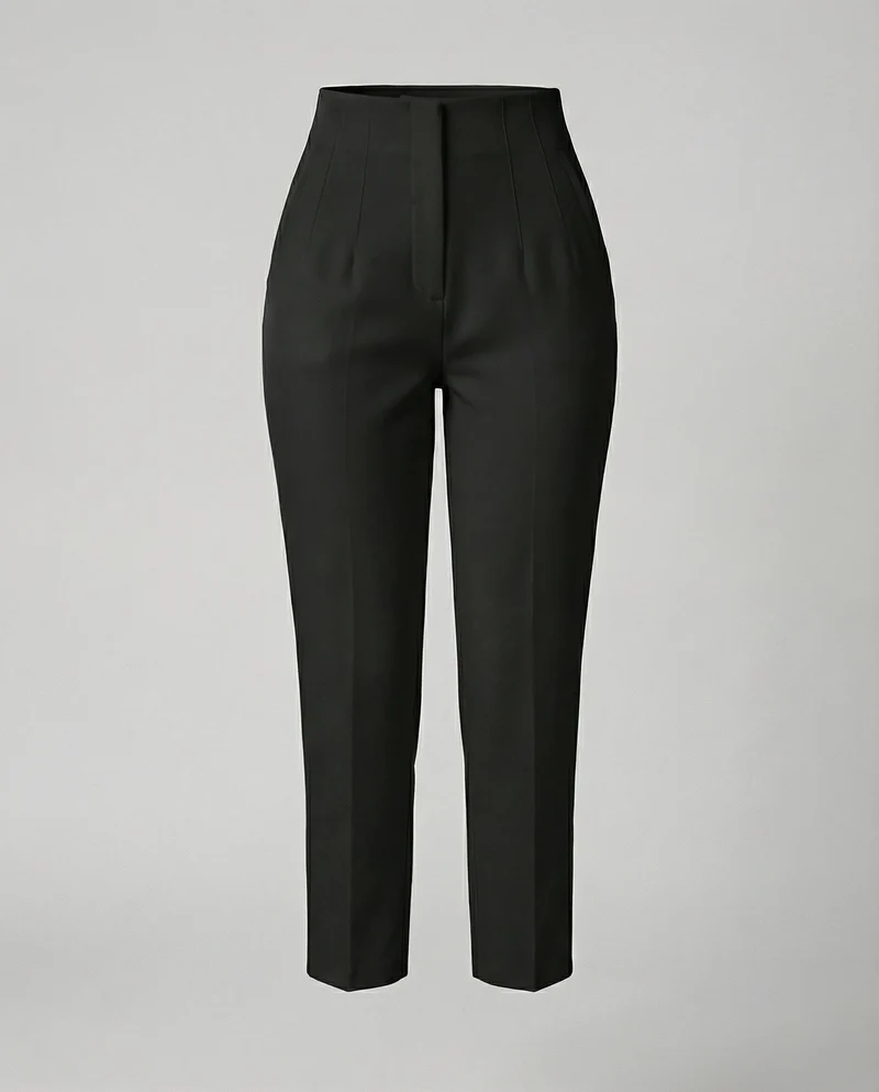 Damen nan hochgeschnittene taillierte Ankle-Hose mit formendem Komfortbund, Bügelfalte und schlanker Zigaretten-Silhouette - Arvani