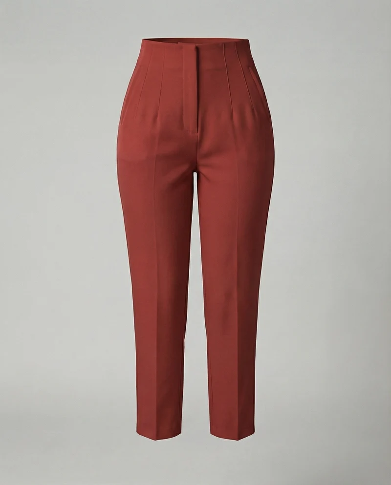 Damen nan hochgeschnittene taillierte Ankle-Hose mit formendem Komfortbund, Bügelfalte und schlanker Zigaretten-Silhouette - Arvani