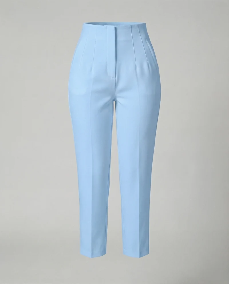Damen nan hochgeschnittene taillierte Ankle-Hose mit formendem Komfortbund, Bügelfalte und schlanker Zigaretten-Silhouette - Arvani