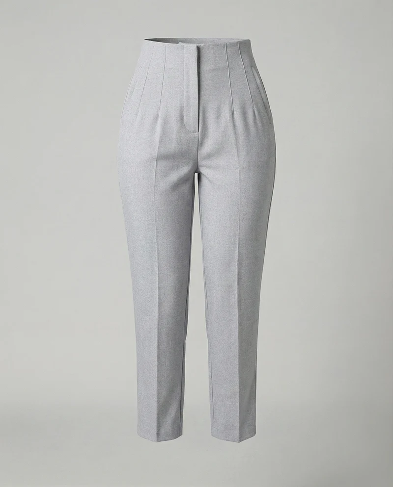 Damen nan hochgeschnittene taillierte Ankle-Hose mit formendem Komfortbund, Bügelfalte und schlanker Zigaretten-Silhouette - Arvani