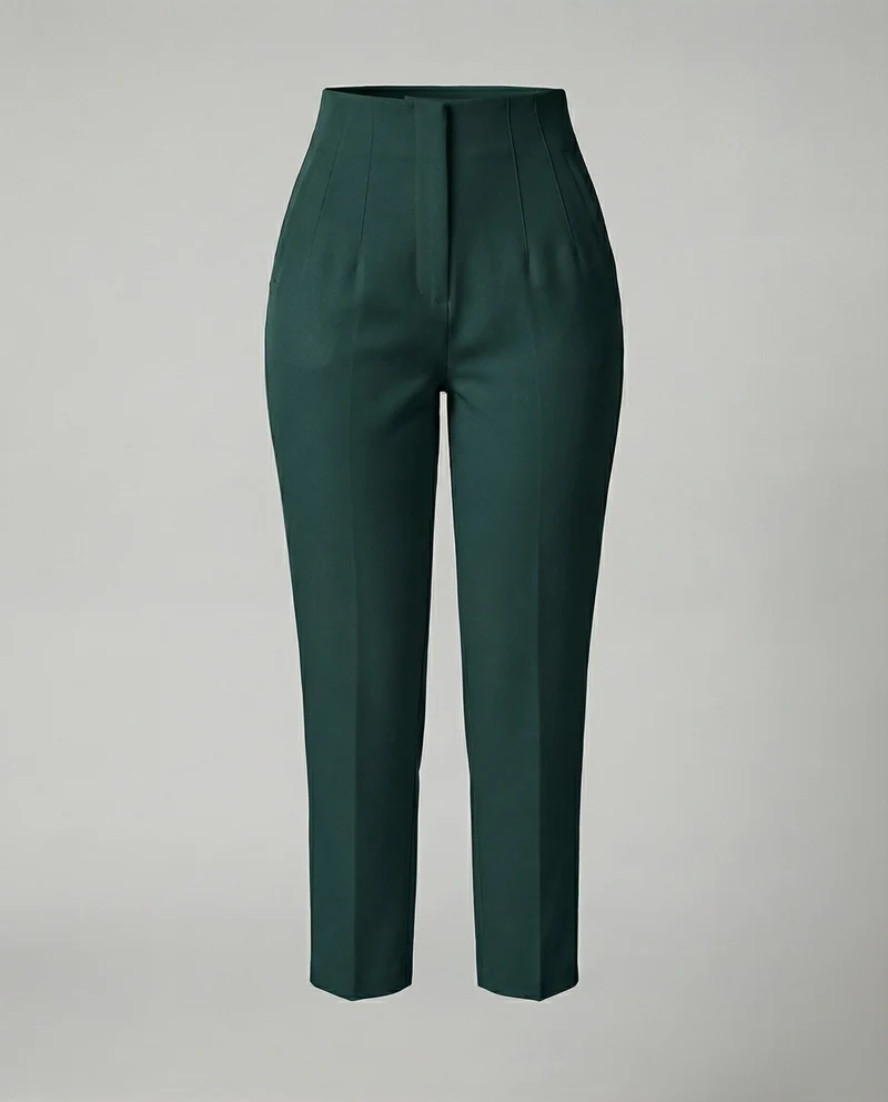 Damen nan hochgeschnittene taillierte Ankle-Hose mit formendem Komfortbund, Bügelfalte und schlanker Zigaretten-Silhouette - Arvani