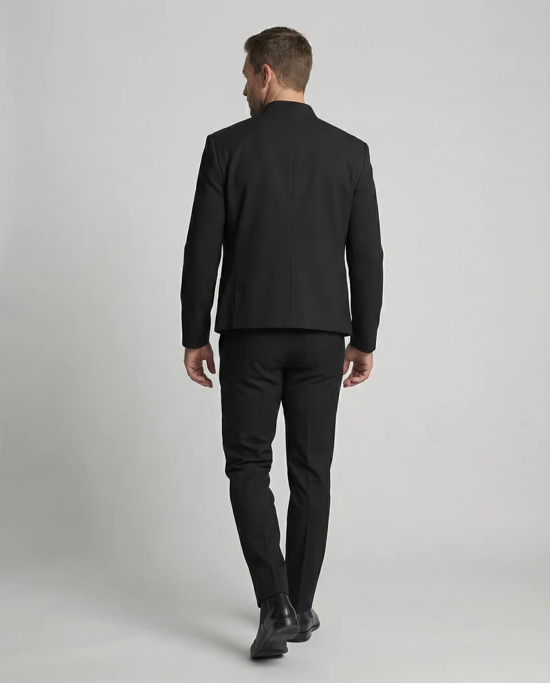 Stilvolle schwarze Herren Kurzjacke mit Stehkragen im modernen Cleanfit Look - Vittorelli