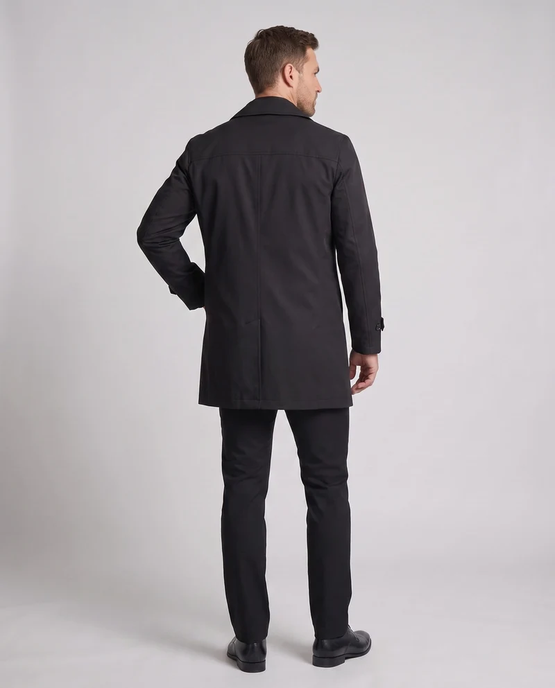 Herren gefütterter Trenchcoat mit wärmendem Fleece-Futter und taillierter Passform