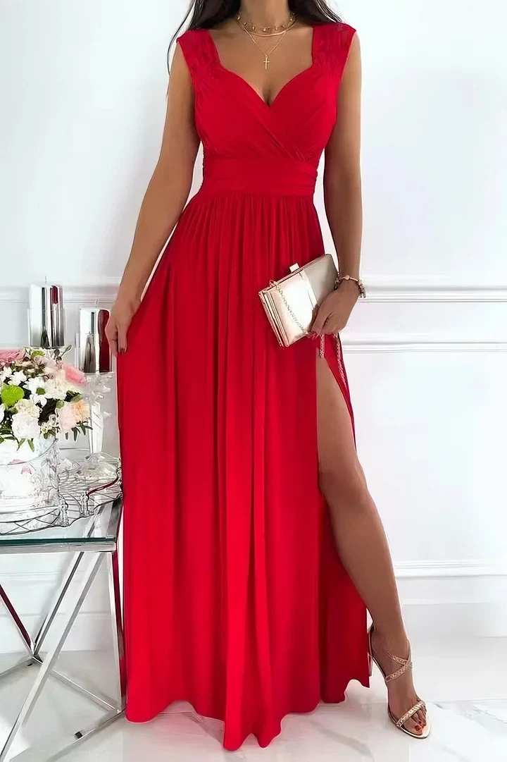 Ärmelloses Spitzenkleid mit Öffnung am Saum und am Rücken - Vittorelli