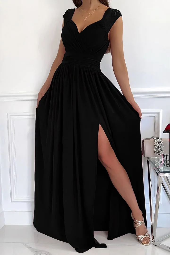 Ärmelloses Spitzenkleid mit Öffnung am Saum und am Rücken - Vittorelli