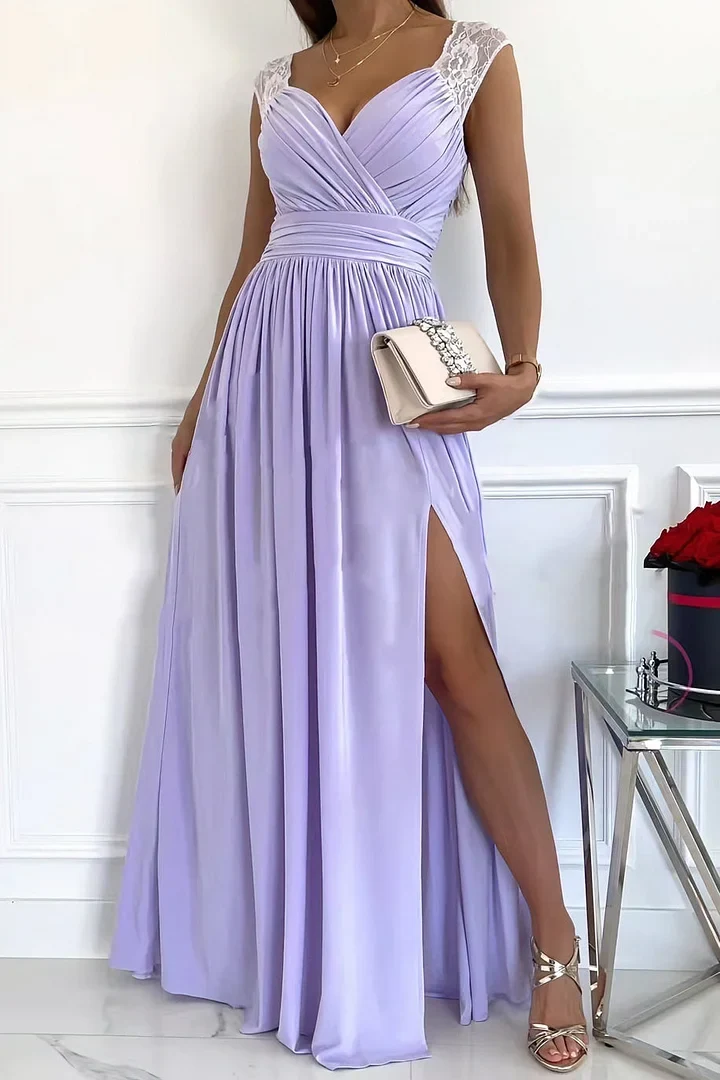 Ärmelloses Spitzenkleid mit Öffnung am Saum und am Rücken - Vittorelli