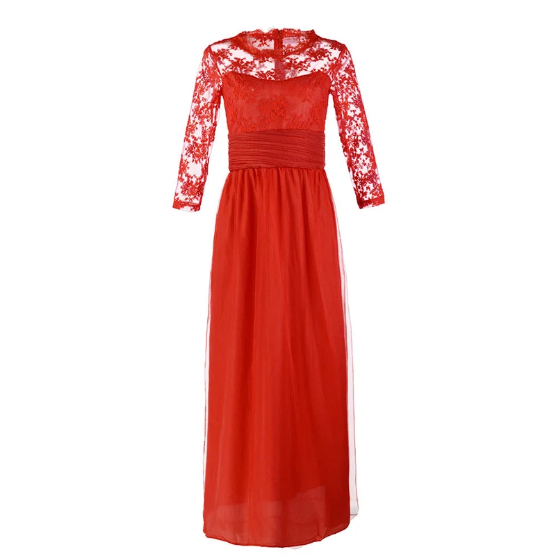 Damen Elegantes Abendkleid mit transparenter Spitze und schickem Rock Nord Taschen