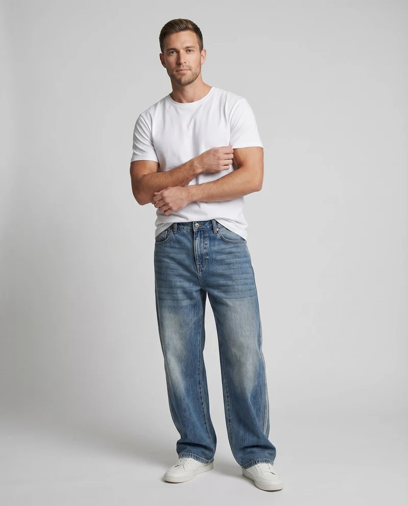 Herren Urbane Extraweites Bein Denim Relax-Jeans - Vittorelli