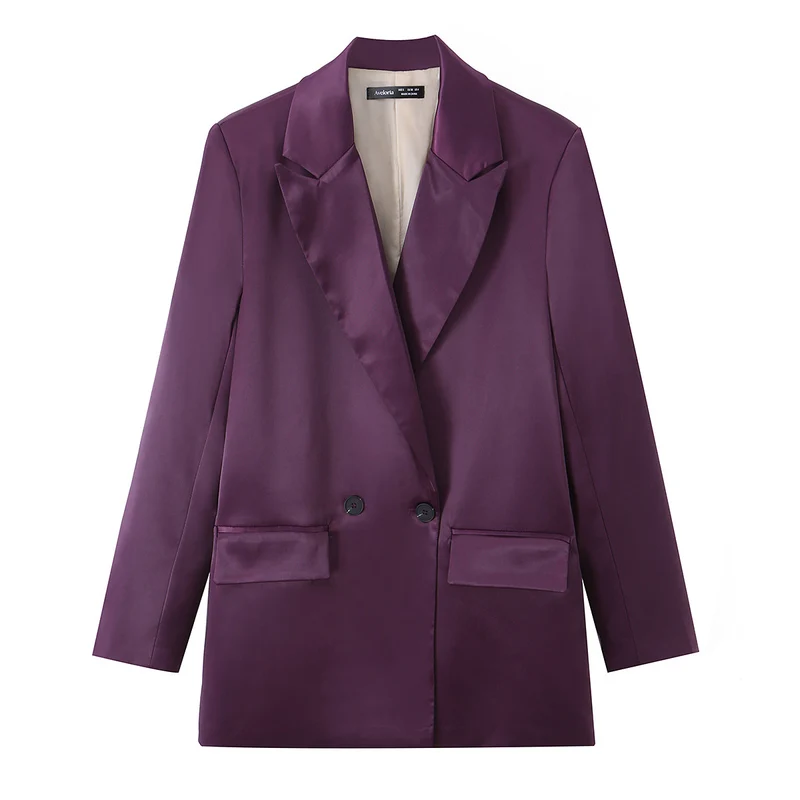 Damen Eleganter Satin-Blazer im Oversized-Look mit Schalkragen und Pattentaschen Nord Taschen