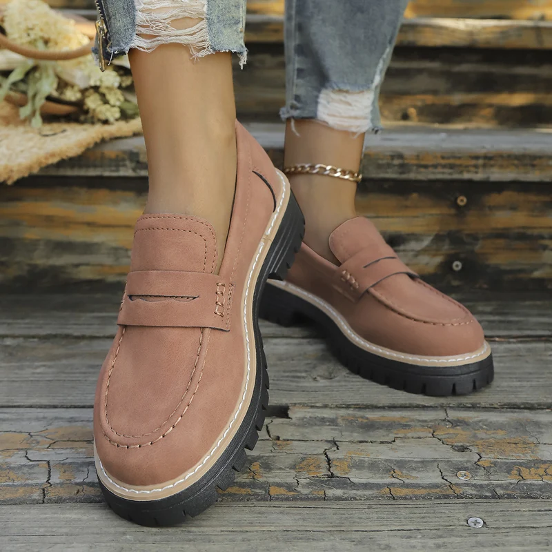 Damen Chunky-Lug-Loafer mit Penny-Riemen und profilierter Gummisohle Nord Taschen