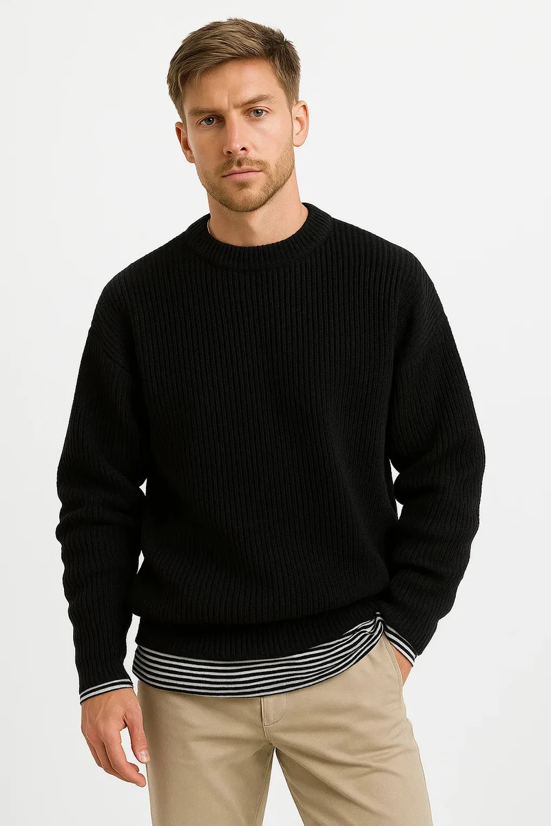Herren Strickpullover Oversized mit gerippter Textur Avellé