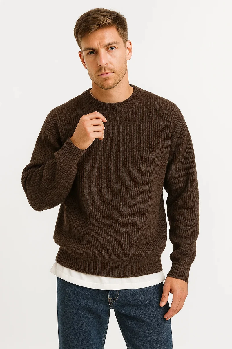 Herren Strickpullover Oversized mit gerippter Textur Avellé